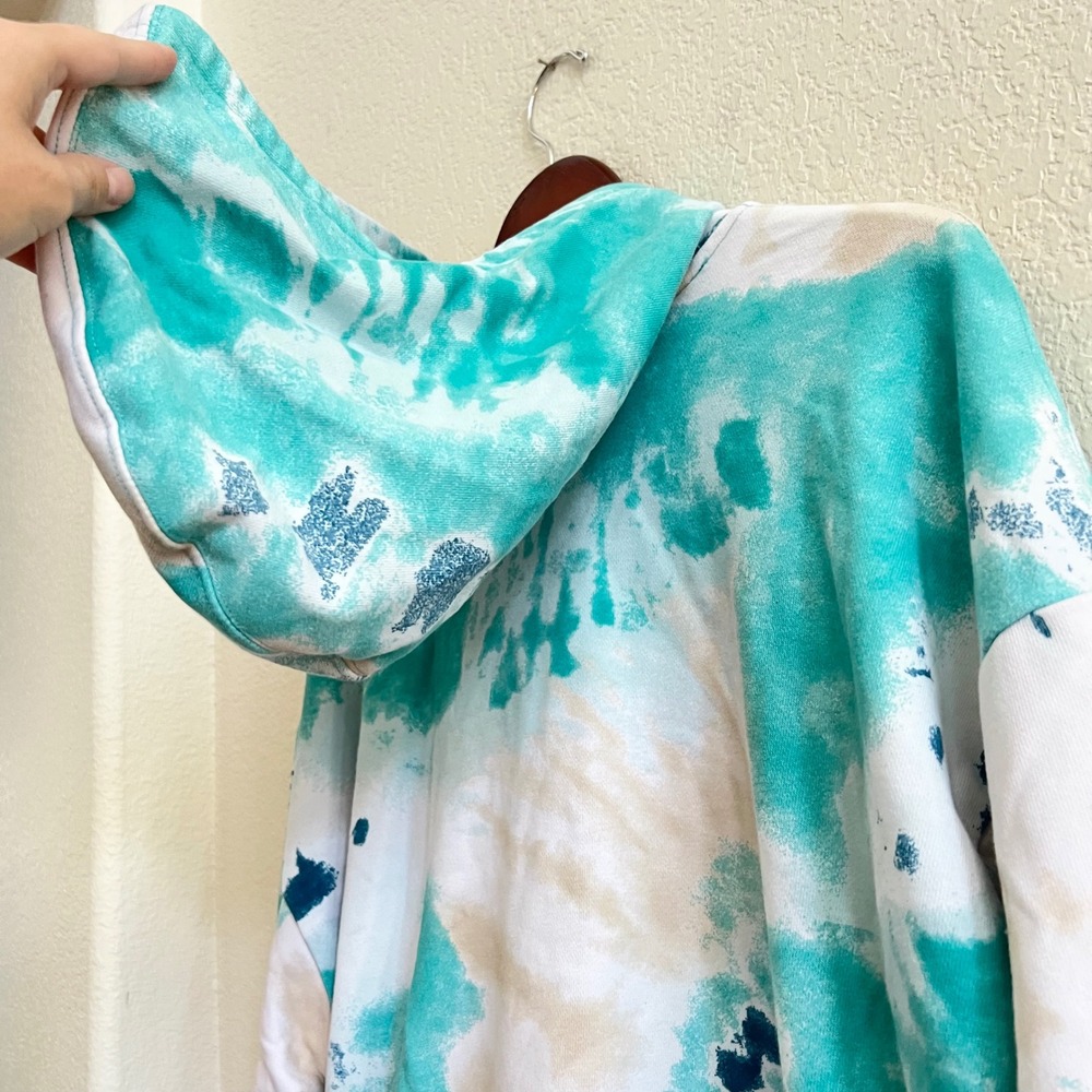 Nike Teal White Tie Dye Cropped Hoodie Size L Athleisure - Picture 5 of 9